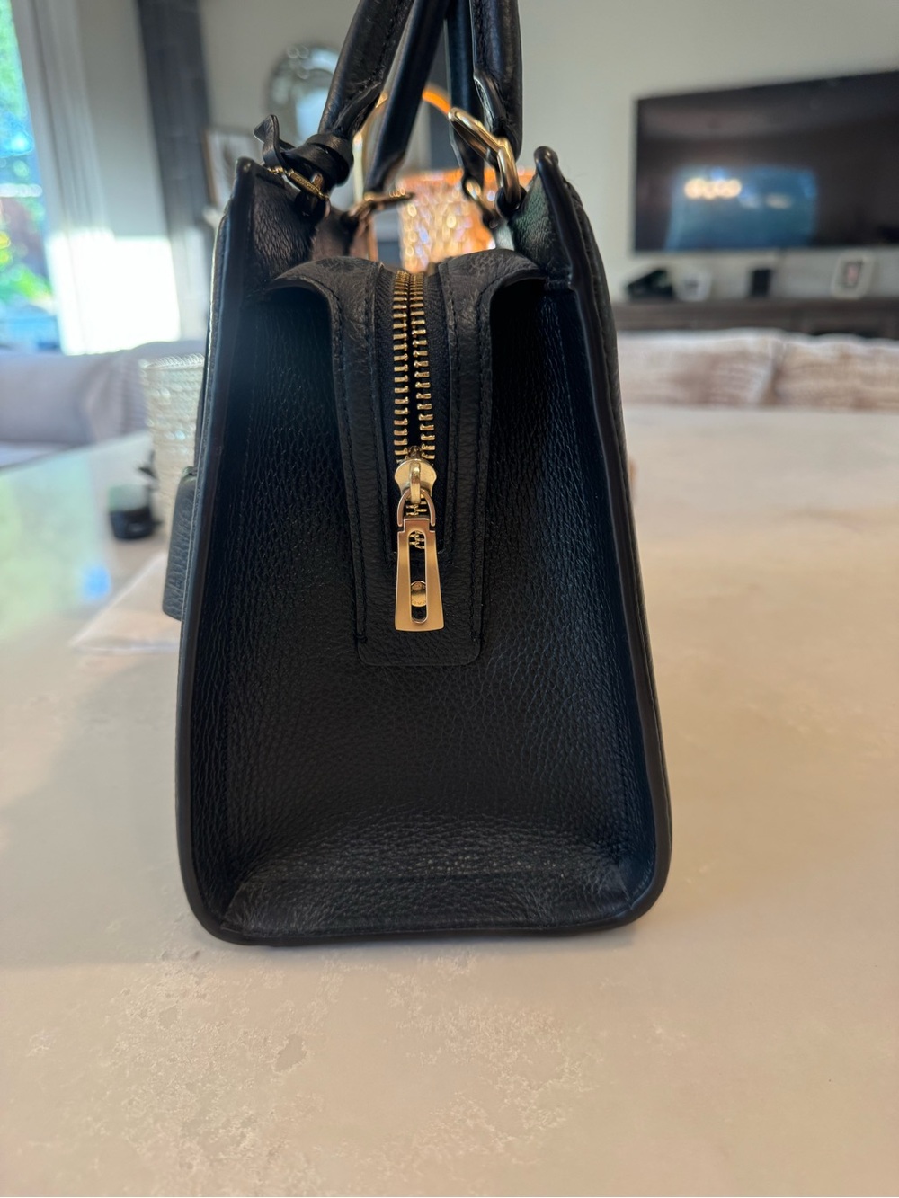 Coach Black Pebbled Leather Satchel with Gold Hardware - Picture 3 of 9